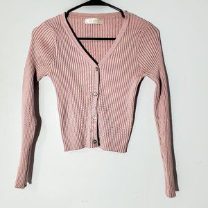 ⚡⚡SOLD⚡⚡Dusty Rose Ribbed Cadigan Sweater